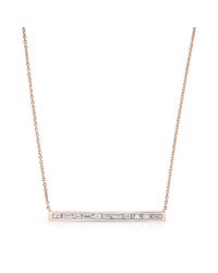Anne Sisteron - Pink 14kt Rose Gold Diamond Baguette Thin Bar Necklace - Lyst