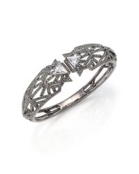 Adriana Orsini | Metallic Deco Pavé Wide Bangle Bracelet | Lyst