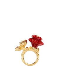 Alexander McQueen | Red Crystal Resin Duo Flower Skull Ring | Lyst