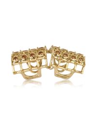 Bernard Delettrez | Brown Articulated Cage And Studs W/cognac Diamonds Ring | Lyst