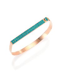 Ginette NY | Blue Fallen Sky Turquoise & 18k Rose Gold Baguette Bangle Bracelet | Lyst