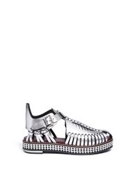 Proenza Schouler | Woven Metallic Leather Flatform Sandals | Lyst