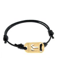 Tateossian - Zodiac 18k Yellow Gold Aries Black Waxed Cord Bracelet for Men - Lyst