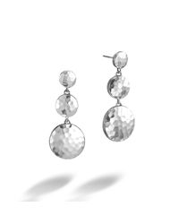 John Hardy | Metallic Triple Drop Hammered Earring | Lyst