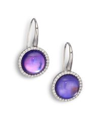 Roberto Coin | Purple Cocktail Amethyst Lapis Motherofpearl Diamond 18k White Gold Cabochon Drop Earrings | Lyst