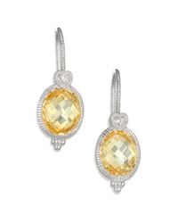 Judith Ripka | Yellow La Petite Canary Crystal, White Sapphire & Sterling Silver Oval Drop Earrings | Lyst