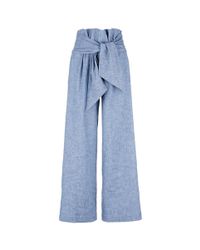 MSGM | Blue Wrap Waist Chambray Culottes | Lyst