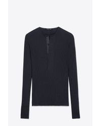 Helmut Lang | Blue Angora-cotton Henley | Lyst