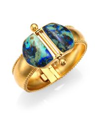 A Peace Treaty | Blue Loki Azurite Malachite Double Dome Hinged Bracelet | Lyst