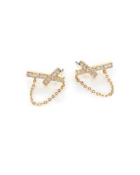 Adriana Orsini | Metallic Twiggy Pavé Chained Stud Earrings | Lyst