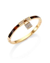Michael Kors | Metallic Brilliance Padlock PavÉ Tortoise-Print Bangle Bracelet | Lyst
