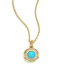 Ippolita | Metallic Lollipop Turquoise, Diamond & 18k Yellow Gold Mini Pendant Necklace | Lyst