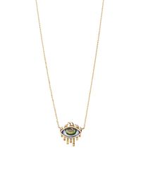 Lito | Blue 14K Gold Necklace With Green Eye | Lyst