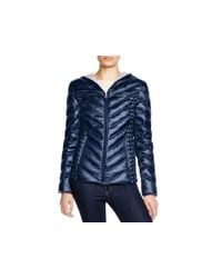 Laundry by Shelli Segal | Blue Hooded Short Packable Puffer Jacket | Lyst
