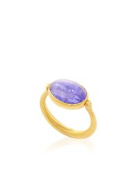 Marie-hélène De Taillac | Blue 22K Yellow Gold And Cabochon Tanzanite "Swivel" Ring | Lyst