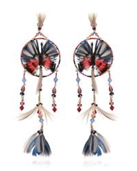 Valentino | Feather And Bead Embellished Earrings - Multicolor | Lyst