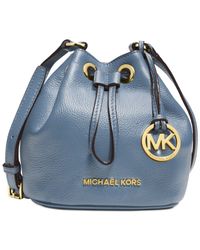Michael Kors - Blue Jules Soft Leather Drawstring Crossbody Bag - Lyst