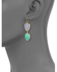 Lena Skadegard | Green Chalcedony, Chrysoprase & 18K Yellow Gold Double Drop Earrings | Lyst
