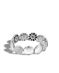 John Hardy | Metallic Dot 16mm Link Bracelet In Hammered Silver With Diamonds | Lyst