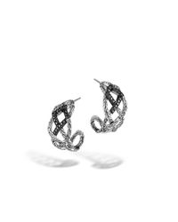 John Hardy | Black Classic Chain Woven Braided Saddle Hoop Earrings | Lyst