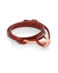 Miansai | Brown 18kt-rose Gold Plated Anchor Leather Bracelet | Lyst