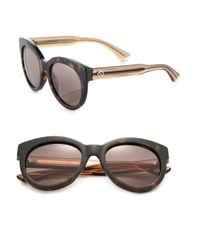 Gucci | Brown Chunky 53mm Round Sunglasses | Lyst