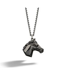 John Hardy | Transformer Horse Head With Black Oxidation Pendant On Round Link Chain for Men | Lyst