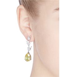 CZ by Kenneth Jay Lane | Yellow Foliage Pear Cut Cubic Zirconia Drop Earrings | Lyst