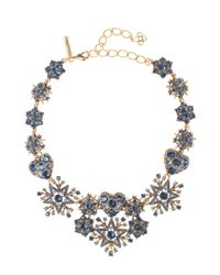 Oscar de la Renta | Blue Navy Swarovski Crystal Pavé Hearts & Stars Necklace | Lyst