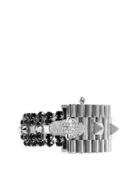 Iosselliani | Black Crystal Pavé Panther Head Chain Bracelet | Lyst