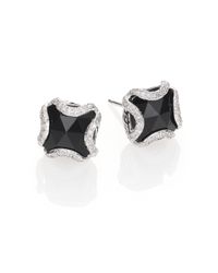 John Hardy | Metallic Classic Chain Black Chalcedony, Diamond & Sterling Silver Stud Earrings | Lyst