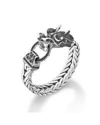 John Hardy | Black Dragon Head Bracelet On Large Rectangular Chain | Lyst