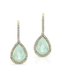 Anne Sisteron - 14kt Yellow Gold Green Amethyst Diamond Rosecut Earrings - Lyst