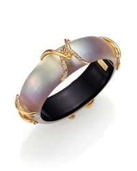 Alexis Bittar | Metallic Imperial Lucite & Pave Crystal X Motif Bangle Bracelet | Lyst