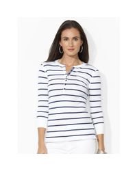 Ralph Lauren | White Striped Cotton Henley | Lyst