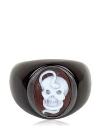 Amedeo | Black Memento Mori Snake & Skull Cameo Ring for Men | Lyst