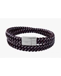 Tateossian - Intrecciato Bracelet In Brown Leather And Steel With Silver Clasp for Men - Lyst