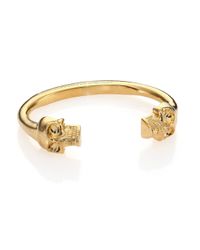 Alexander McQueen | Metallic Twin Skull Cuff Bracelet for Men | Lyst