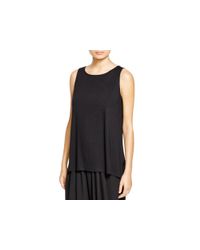 Eileen Fisher | Black Boat Neck Tank | Lyst
