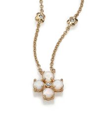 kate spade new york | Metallic Central Park Pansy Mother-of-pearl Mini Pendant Necklace | Lyst