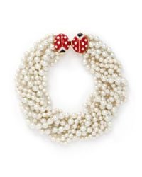 Kenneth Jay Lane | White Ladybird Clasp Pearl Choker Necklace | Lyst