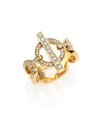 Michael Kors | Metallic Cityscape Chains Pavé Frozen Toggle Ring/goldtone | Lyst