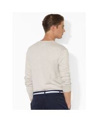 Polo Ralph Lauren | Gray Pima Cotton V-neck Sweater for Men | Lyst