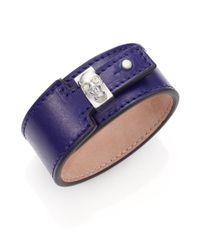 Alexander McQueen | Metallic Skull Keeper Leather Bracelet/silvertone | Lyst