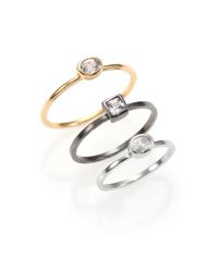 ABS By Allen Schwartz | Metallic Mixed Solitaire Ring Set | Lyst