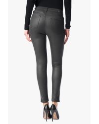 7 For All Mankind Gray High Waist Knee Seam Ankle Skinny In Charcoal Crackle