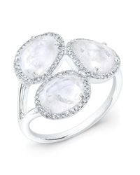 Anne Sisteron - Metallic 14kt White Gold Moonstone Diamond Trinity Ring - Lyst