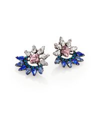 DANNIJO | Blue Livi Crystal Button Earrings | Lyst