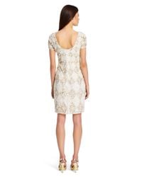 Adrianna Papell | Natural Embellished Mesh Tank Dress | Lyst