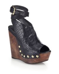 black croc wedge sandals